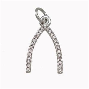 Copper Horseshoe Pendant Pave Zirconia Platinum Plated, approx 10-15mm [FN43169]