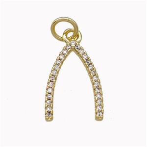 Copper Horseshoe Pendant Pave Zirconia Gold Plated, approx 10-15mm [FN43170]