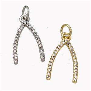 Copper Horseshoe Pendant Pave Zirconia Mixed, approx 10-15mm [FN43171]