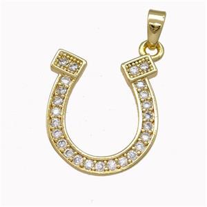 Copper Horseshoe Pendant Pave Zirconia Gold Plated, approx 16-20mm [FN43177]
