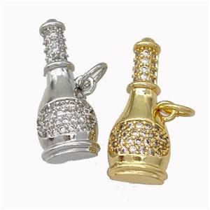 Wine Bottle Charms Copper Pendant Pave Zirconia Mixed, approx 8.5-21mm [FN43181]