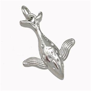 Copper Shark Charms Pendant Platinum Plated, approx 16.5-21mm [FN43182]