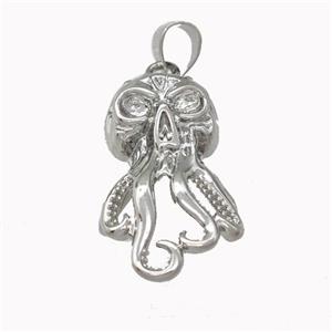Octopus Charms Copper Pendant Platinum Plated, approx 14-23mm [FN43185]