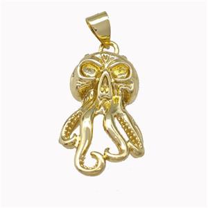 Octopus Charms Copper Pendant Gold Plated, approx 14-23mm [FN43186]