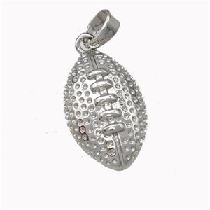 American Football Charms Copper Rugby Pendant Sport Platinum Plated, approx 11-18mm [FN43190]
