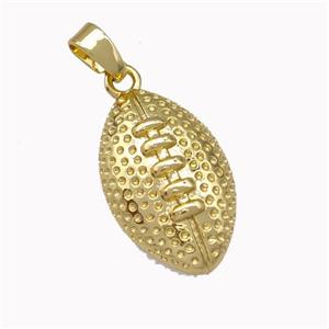 American Football Charms Copper Rugby Pendant Sport Gold Plated, approx 11-18mm [FN43191]