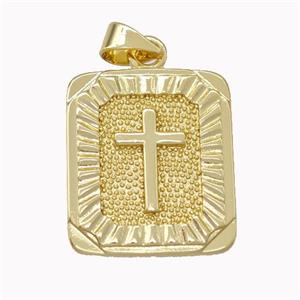 Copper Cross Pendant Rectangle Gold Plated, approx 17-20mm [FN43197]