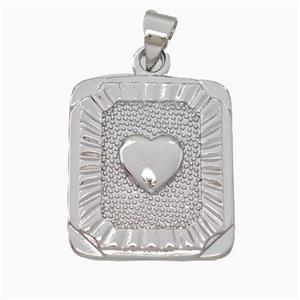 Copper Heart Pendant Rectangle Platinum Plated, approx 17-20mm [FN43198]
