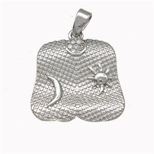 Moon Sun Charms Copper Pendant Pave Zirconia Platinum Plated, approx 18mm [FN43200]