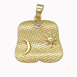 Moon Sun Charms Copper Pendant Pave Zirconia Gold Plated, approx 18mm [FN43201]