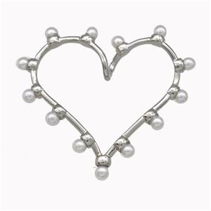 Copper Heart Pendant Pave Pearlized Resin Platinum Plated, approx 30-35mm [FN43202]