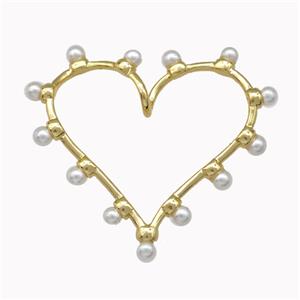 Copper Heart Pendant Pave Pearlized Resin Gold Plated, approx 30-35mm [FN43203]