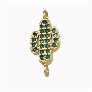 Copper Cactus Connector Pave Zirconia Gold Plated, approx 8-13mm [FN43205]