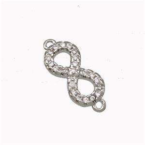 Copper Infinity Connector Micro Pave Zirconia Platinum Plated, approx 6-11mm [FN43207]