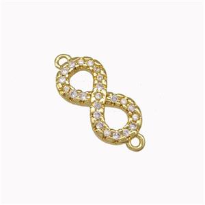Copper Infinity Connector Micro Pave Zirconia Gold Plated, approx 6-11mm [FN43208]