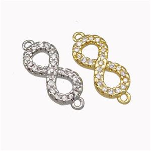 Copper Infinity Connector Micro Pave Zirconia Mixed, approx 6-11mm [FN43209]