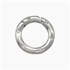 Copper Carabiner Clasp Micro Pave Zirconia Platinum Plated, approx 15mm [FN43219]