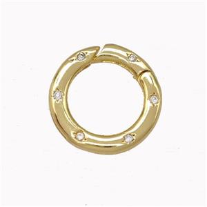 Copper Carabiner Clasp Micro Pave Zirconia Gold Plated, approx 15mm [FN43220]