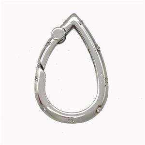 Copper Carabiner Clasp Micro Pave Zirconia Teardrop Platinum Plated, approx 16-25mm [FN43222]
