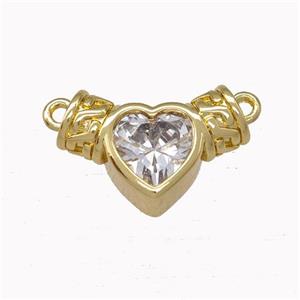 Copper Pendant Pave Zirconia Heart Gold Plated, approx 8-17mm [FN43226]