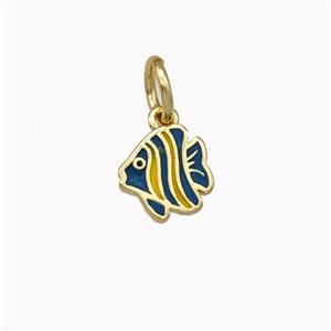 Copper Fish Charms Pendant Blue Yellow Enamel Gold Plated, approx 7mm [FN43231]