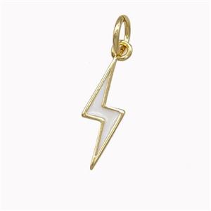 Lightning Charms Copper Pendant White Enamel Gold Plated, approx 5-15mm [FN43235]
