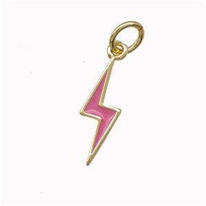 Lightning Charms Copper Pendant Pink Enamel Gold Plated, approx 5-15mm [FN43237]