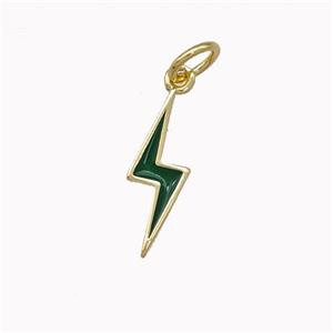 Lightning Charms Copper Pendant Green Enamel Gold Plated, approx 5-15mm [FN43239]