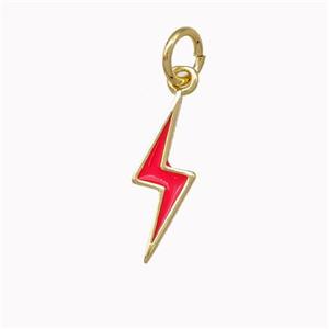 Lightning Charms Copper Pendant Red Enamel Gold Plated, approx 5-15mm [FN43240]
