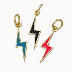 Lightning Charms Copper Pendant Enamel Gold Plated Mixed, approx 5-15mm [FN43241]