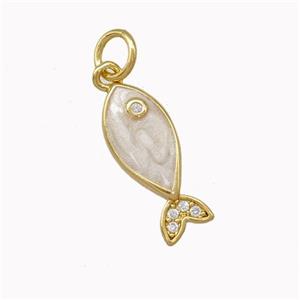 Copper Fish Charms Pendant White Painted Gold Plated, approx 7-16mm [FN43247]
