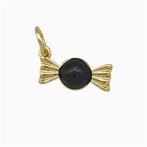 Candy Charms Copper Pendant Black Enamel Gold Plated, approx 5.5-12mm [FN43253]