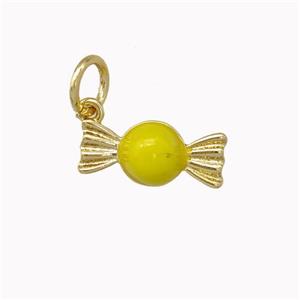 Candy Charms Copper Pendant Yellow Enamel Gold Plated, approx 5.5-12mm [FN43254]