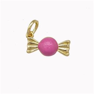 Candy Charms Copper Pendant Pink Enamel Gold Plated, approx 5.5-12mm [FN43256]