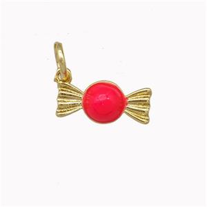 Candy Charms Copper Pendant Red Enamel Gold Plated, approx 5.5-12mm [FN43257]