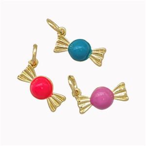 Candy Charms Copper Pendant Enamel Gold Plated Mixed, approx 5.5-12mm [FN43258]