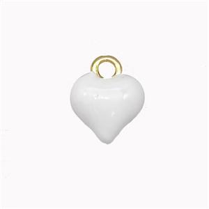 Copper Heart Pendant White Enamel Gold Plated, approx 9.5mm [FN43259]