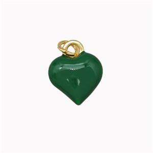 Copper Heart Pendant Green Enamel Gold Plated, approx 9.5mm [FN43260]