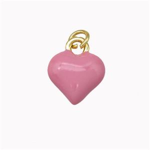 Copper Heart Pendant Pink Enamel Gold Plated, approx 9.5mm [FN43261]