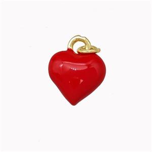 Copper Heart Pendant Red Enamel Gold Plated, approx 9.5mm [FN43262]