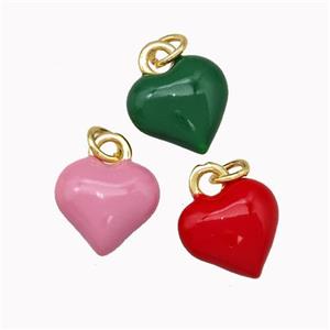 Copper Heart Pendant Enamel Gold Plated Mixed, approx 9.5mm [FN43263]