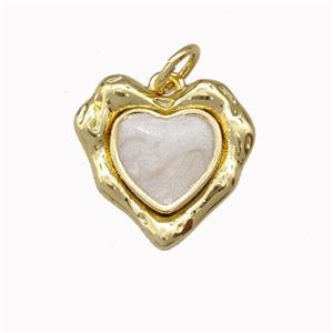 Copper Heart Pendant White Painted Gold Plated, approx 15mm [FN43280]