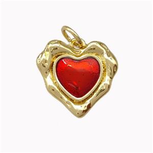 Copper Heart Pendant Red Painted Gold Plated, approx 15mm [FN43281]