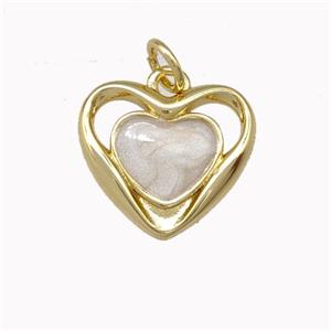 Copper Heart Pendant White Painted Gold Plated, approx 15mm [FN43282]