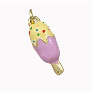 Ice Cream Charms Copper Pendant Yellow Pink Enamel Gold Plated, approx 7-20mm [FN43284]