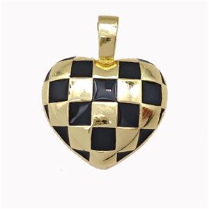Copper Heart Pendant Black Enamel Gold Plated, approx 17mm [FN43291]