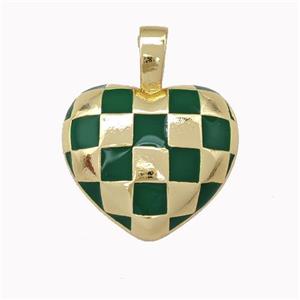Copper Heart Pendant Green Enamel Gold Plated, approx 17mm [FN43292]