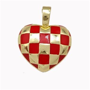 Copper Heart Pendant Red Enamel Gold Plated, approx 17mm [FN43293]