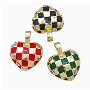 Copper Heart Pendant Enamel Gold Plated Mixed, approx 17mm [FN43294]