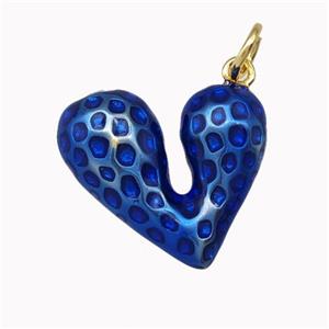 Copper Heart Pendant Blue Painted Gold Plated, approx 17mm [FN43304]